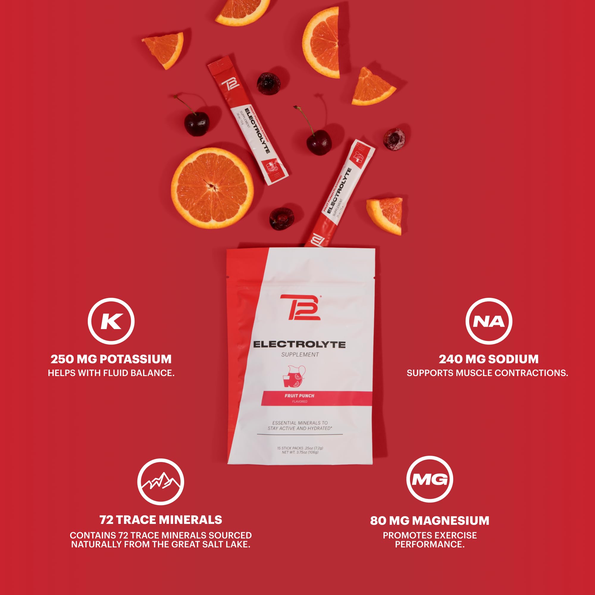 TB12 Electrolitos Fruta Punch sabor afrutado que anima la hidratación cotidiana
