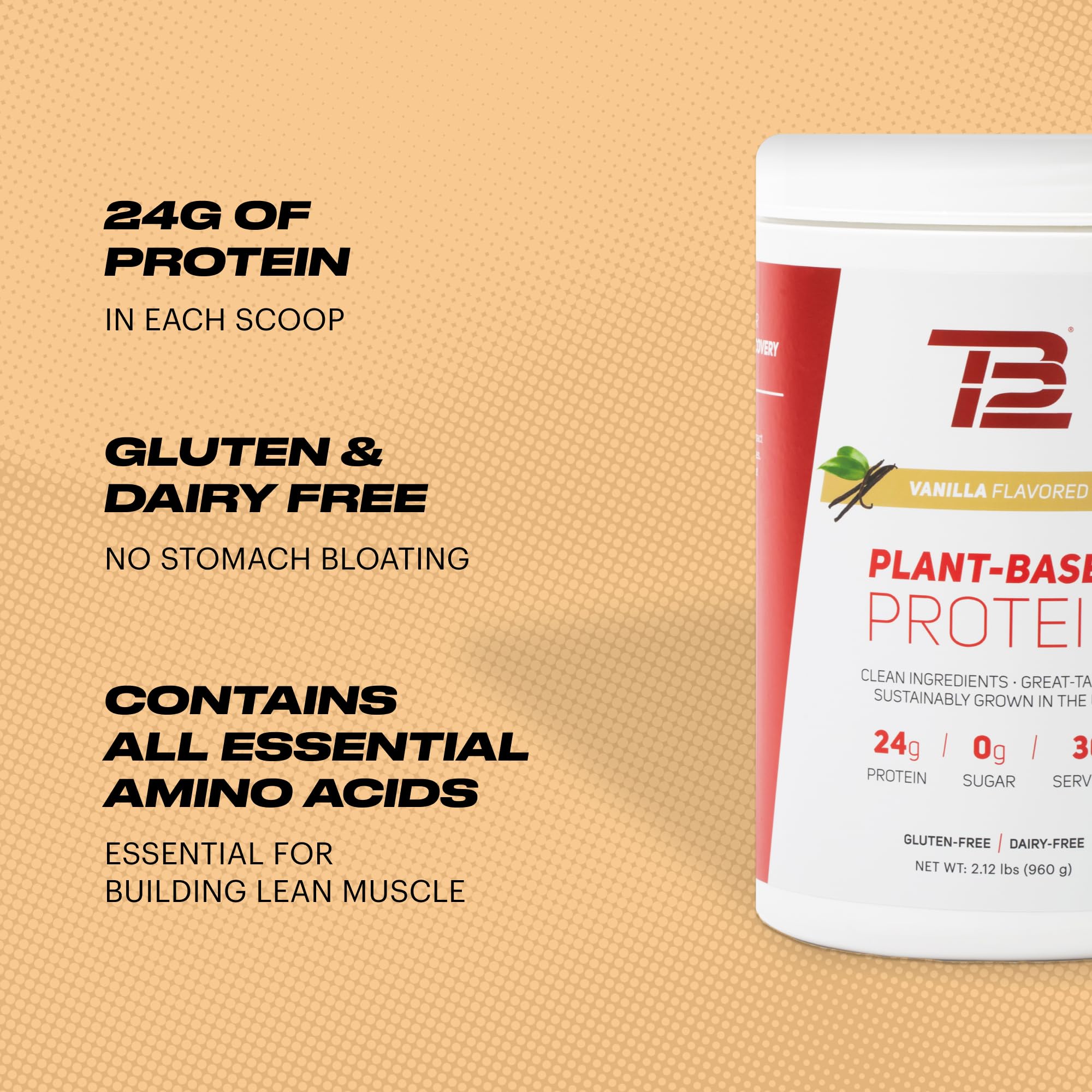 TB12 proteína vegetal para reemplazo de comidas, práctica y saciante.