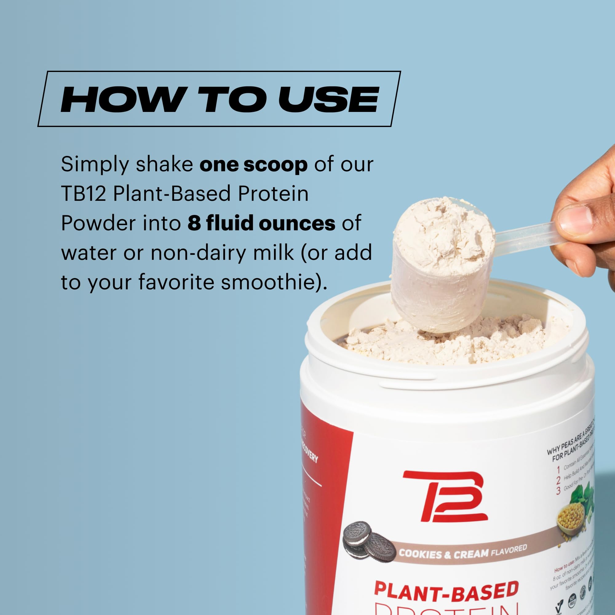 TB12 Proteína vegetal, postentrenamiento con nutrientes clave.