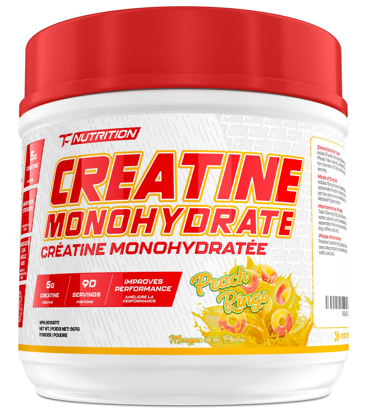 TC Nutrition Creatina Monohidrato polvo listo para mezclar en entrenamientos.