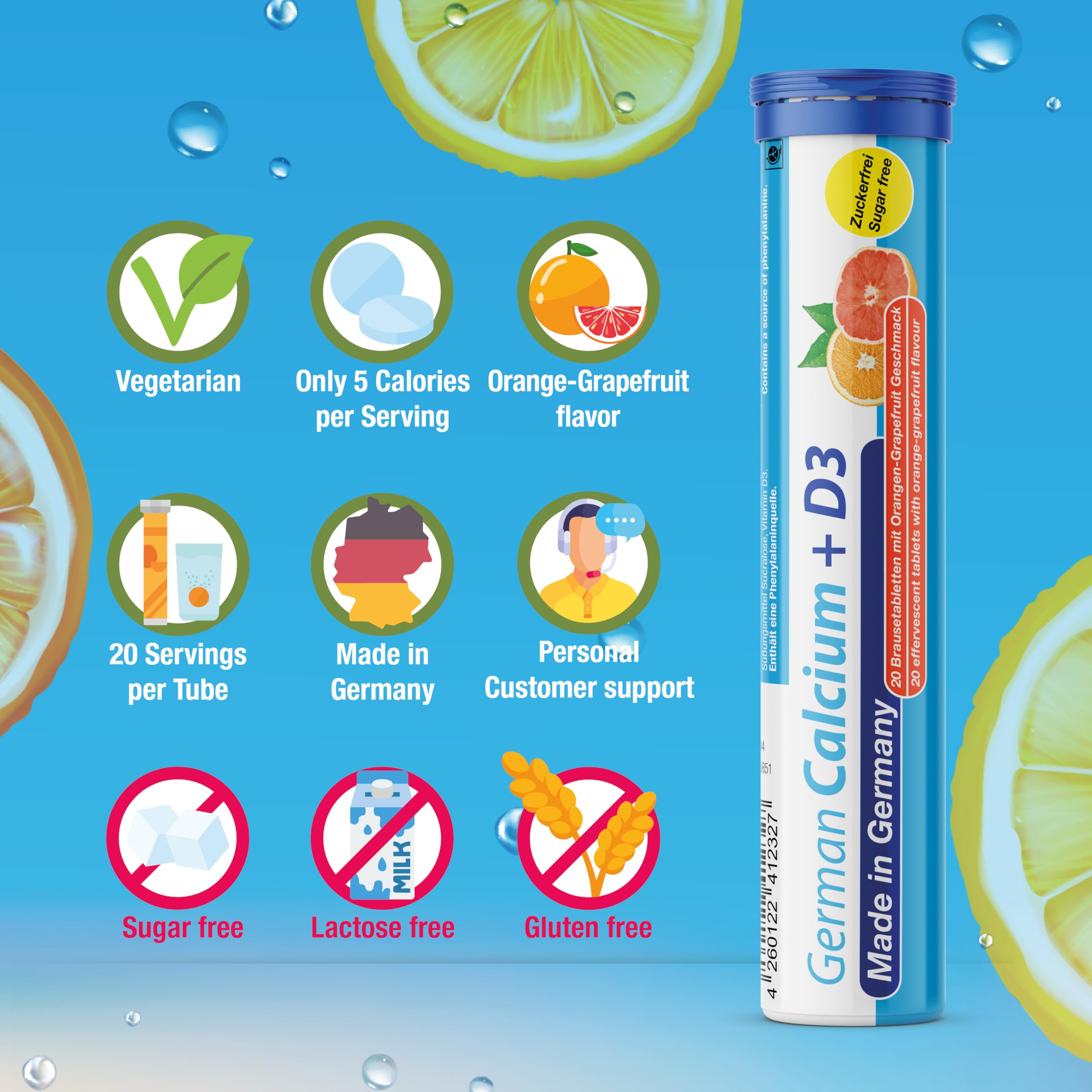 T&D German Calcium + D, uso diario en bebidas refrescantes