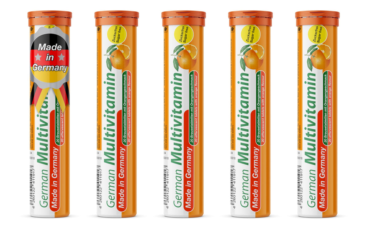 T&D Multivitamin alemán, tableta efervescente de naranja para vitalidad diaria