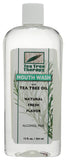 Tea Tree Therapy Mouthwash, botella de 12 oz con etiqueta clara para aliento fresco diario.