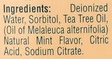 Tea Tree Therapy Mouthwash, primer plano de menta para sensación fresca.