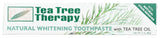 Pasta dental Tea Tree Therapy blanqueadora natural, frente: limpieza suave para uso diario.