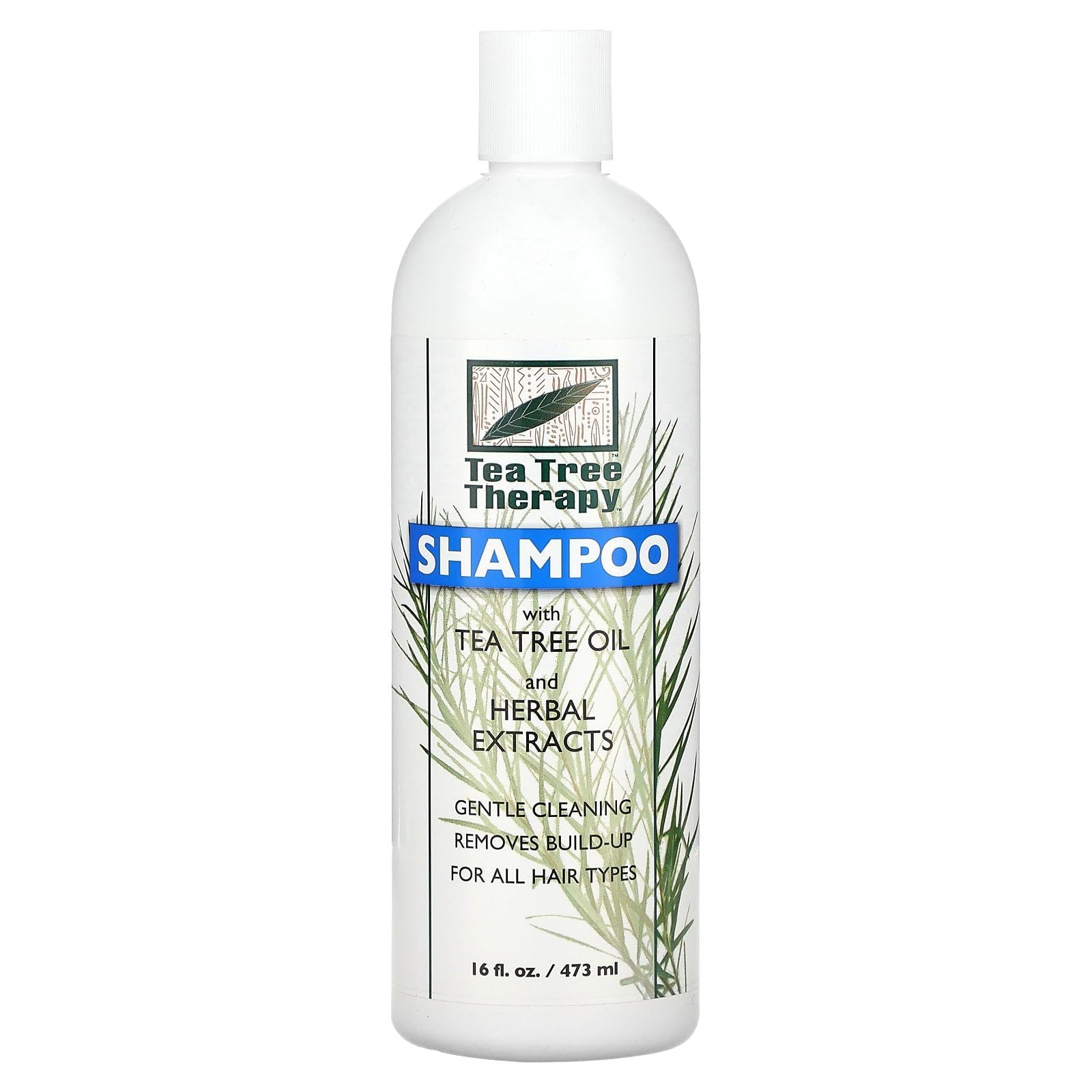 Tea Tree Therapy Shampoo: botella vertida, limpieza suave que hidrata el cabello y deja sensación fresca.