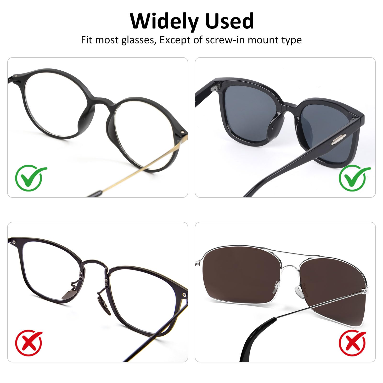 Almohadillas compatibles con monturas de plástico y gafas de sol.