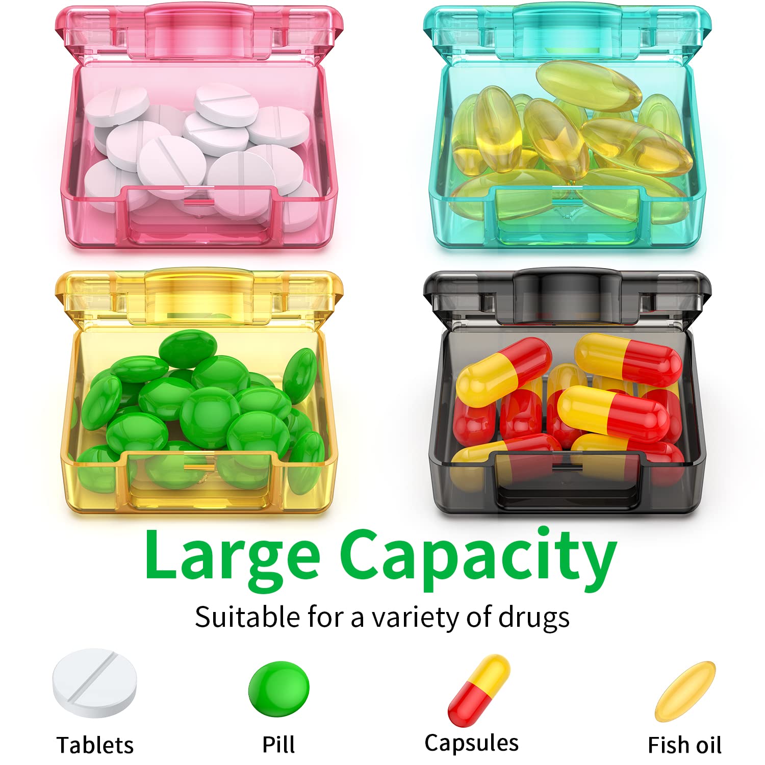 TecQach capacidad para 6 pastillas diferentes, ideal para viajes.