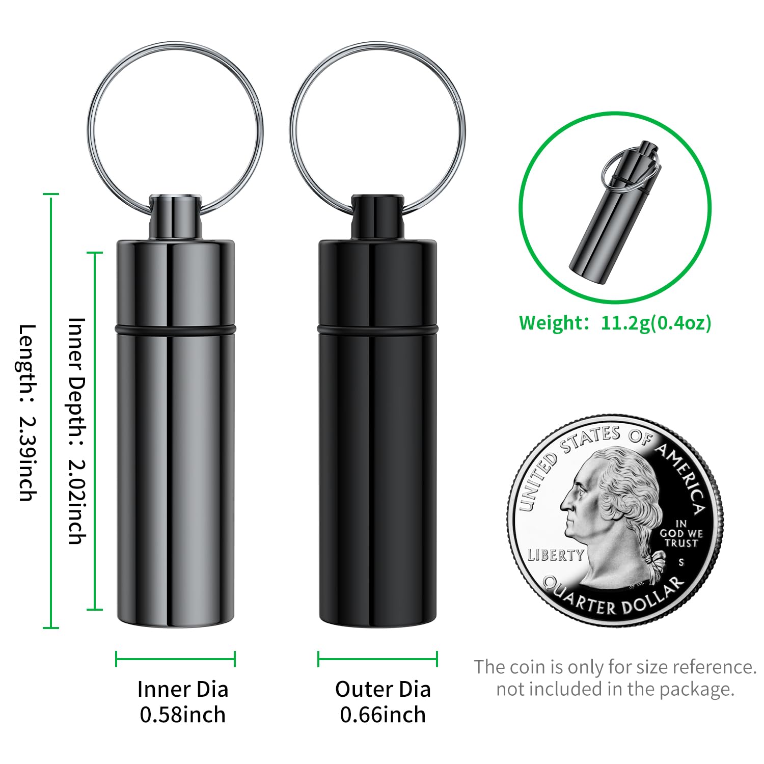 TecQach dos piezas estuche pastillas llavero, ideal para viaje.
