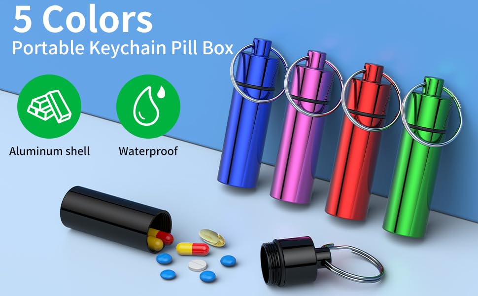 TecQach pack de 5 porta-pastillas para viaje y emergencia.