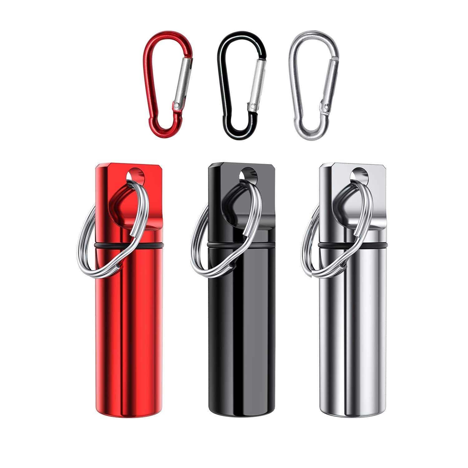Portapildoras TecQach llavero compacto para llevar en la bolsa, 3 piezas.
