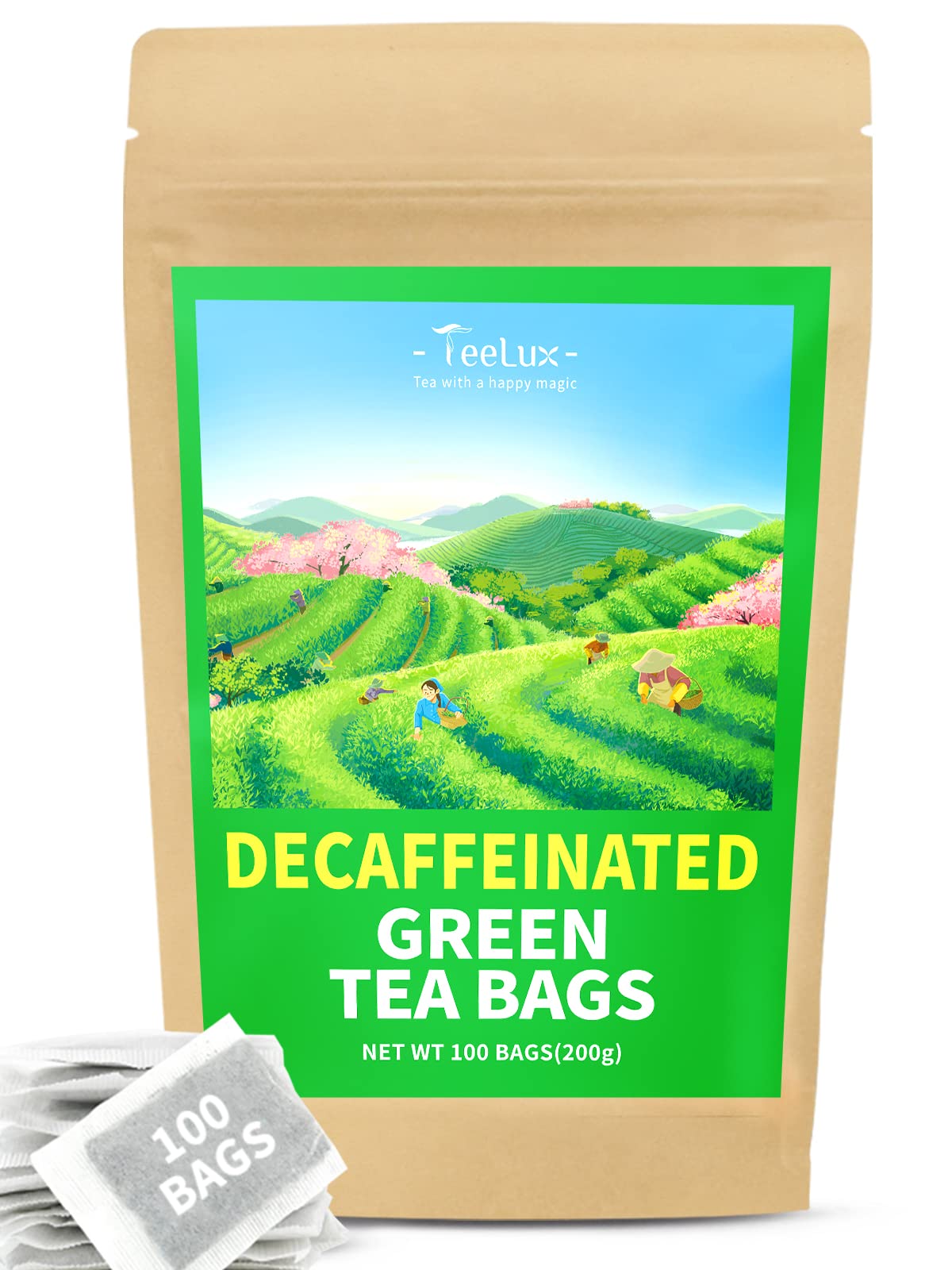 TeeLux bolsa de té verde sin cafeina lista para infusionar