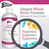 Teem Defense Mezcla Bioactivo Completa: referencia a prebióticos, probióticos y postbióticos.