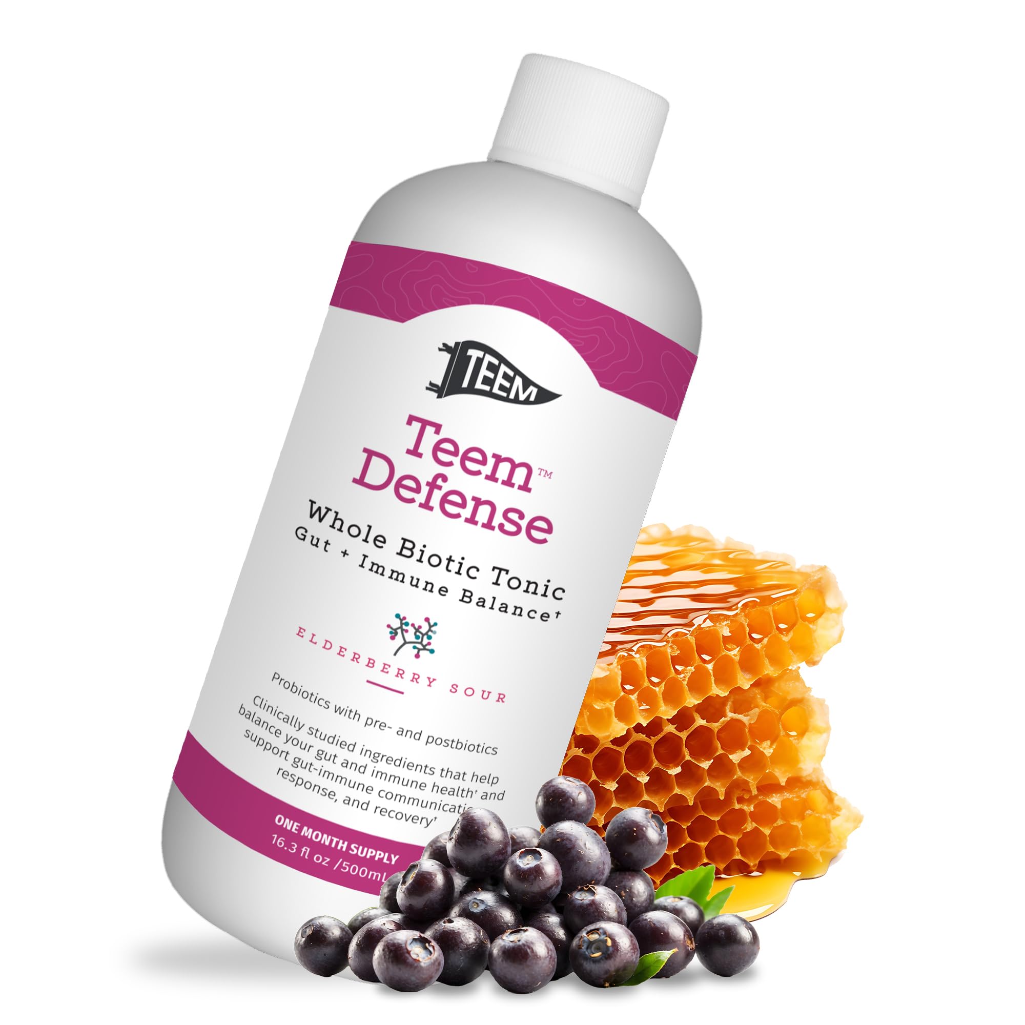 Teem Defense Probiotico Líquido: botella lista para consumo diario y apoyo digestivo.