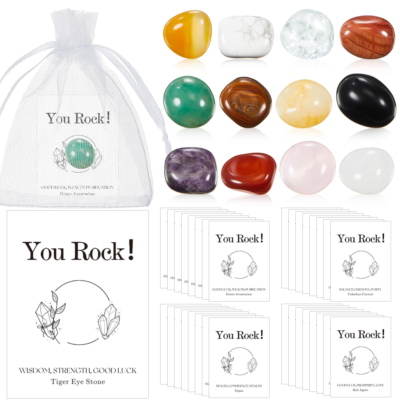 teenyyou conjunto de 12 piedras cristal, ideal para motivación diaria.