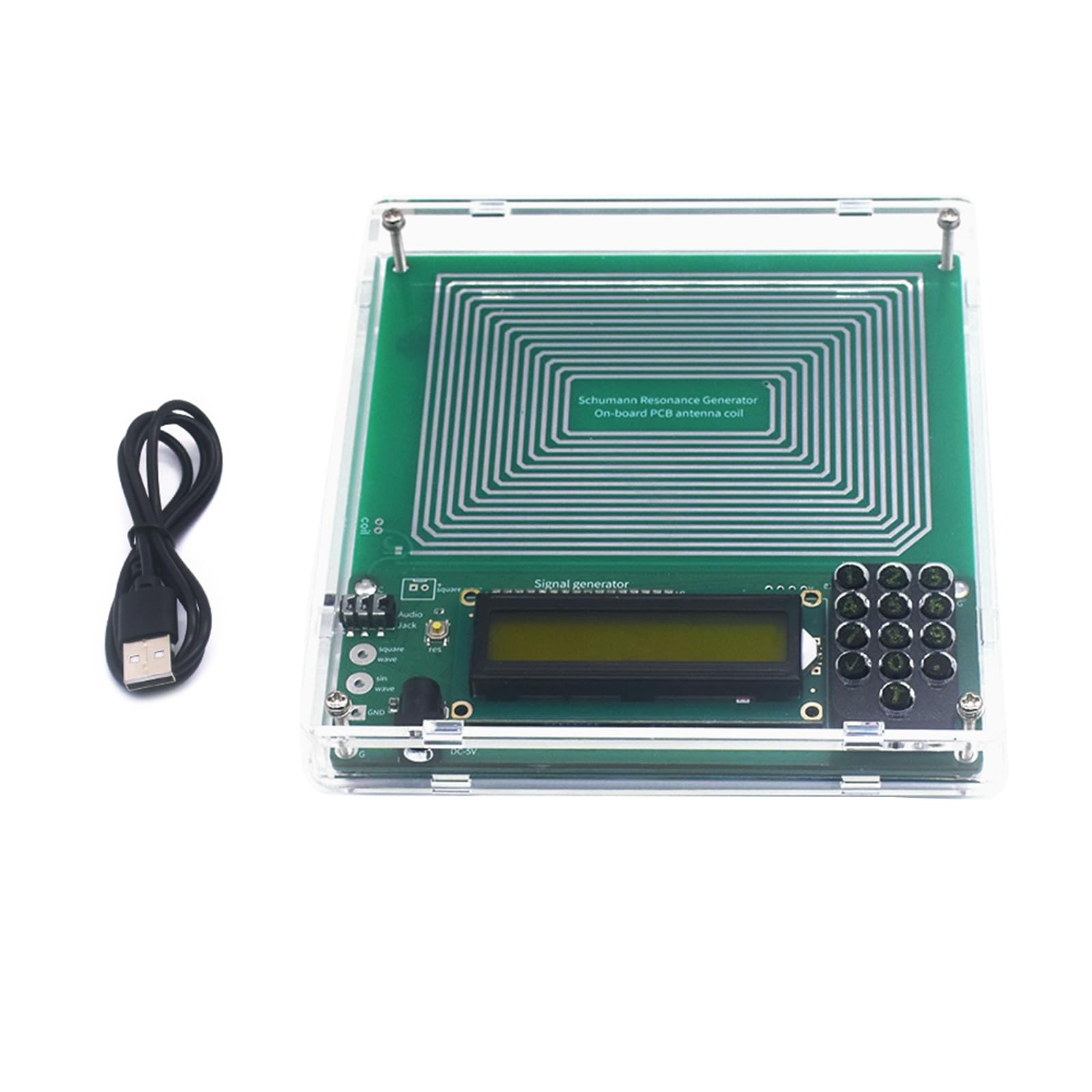 Tegongse Generador de Frecuencias 7,83 Hz, vista frontal, ideal para escritorio estable.