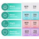 Teikou organizador semanal de pastillas con sección de noche, acceso rápido a dosis vespertinas