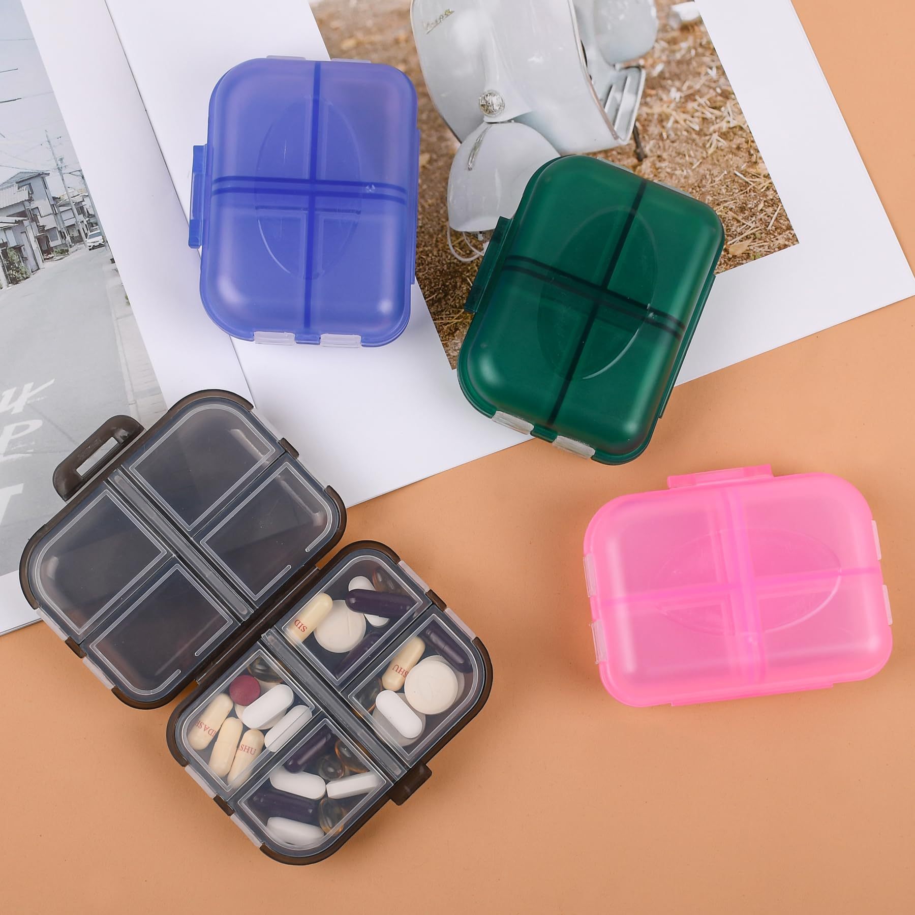 Teikou organizador de pastillas de viaje portátil para uso diario