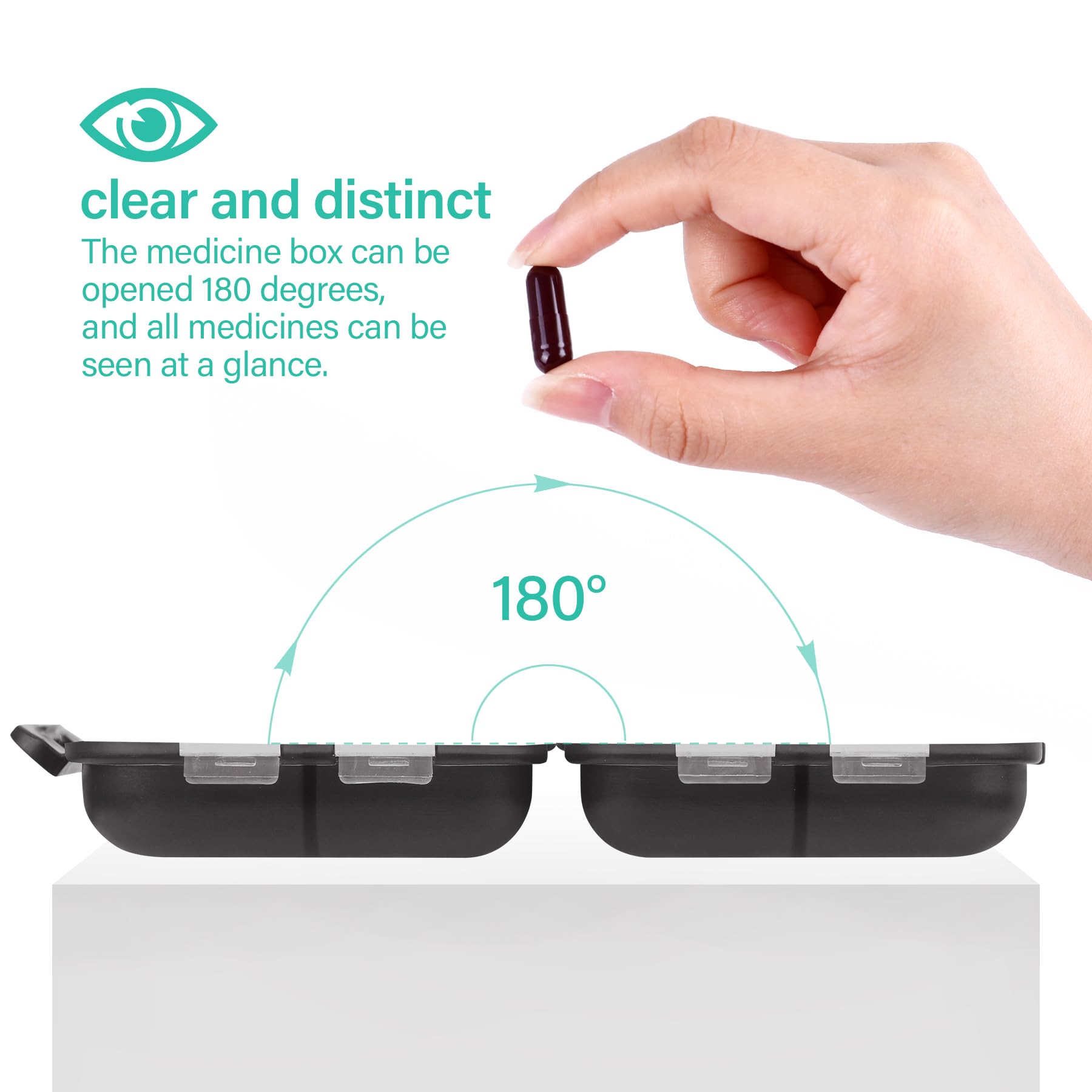 Teikou organizador de pastillas de viaje con tapas removibles para limpieza