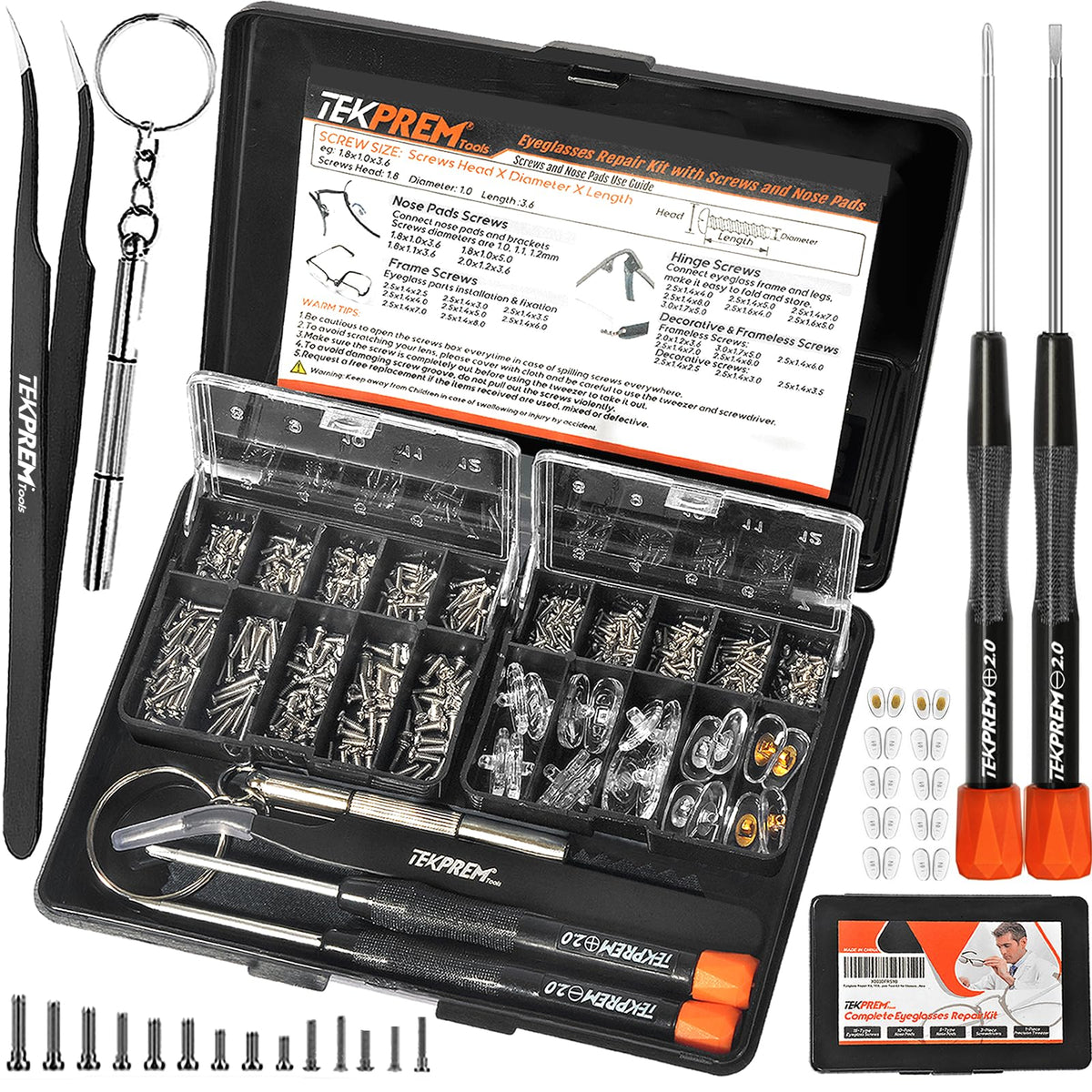 TeKPREM kit de reparación de gafas compacto en estuche para acceso rápido