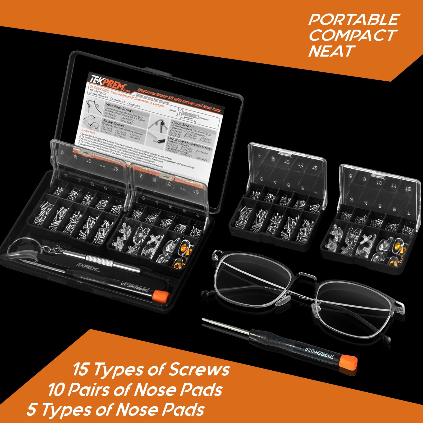 Tornillos para gafas organizados TeKPREM para evitar pérdidas