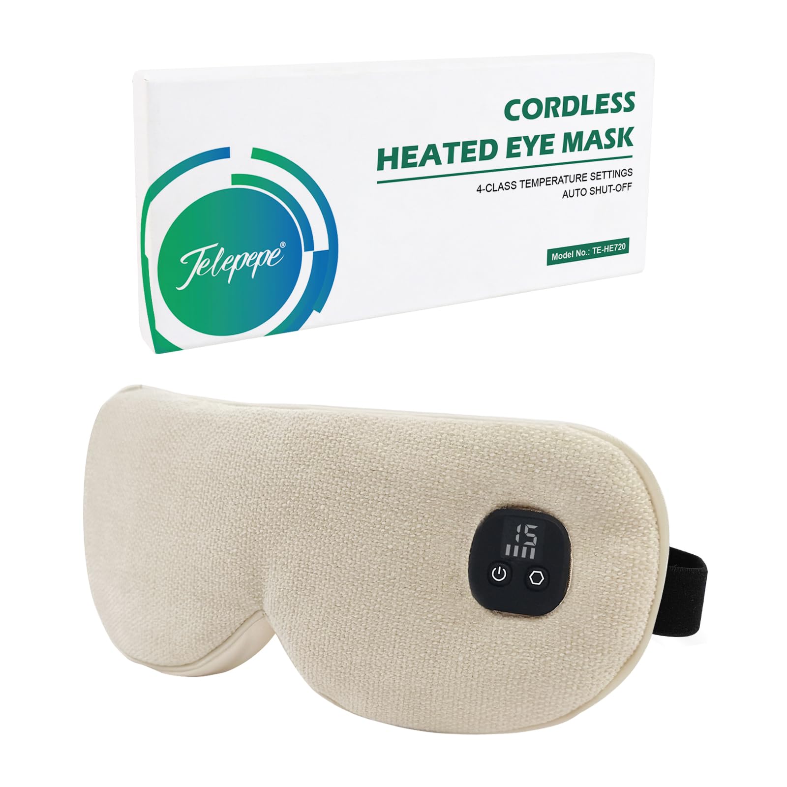 Telepepe mascarilla ocular caliente inalámbrica para relajación nocturna.