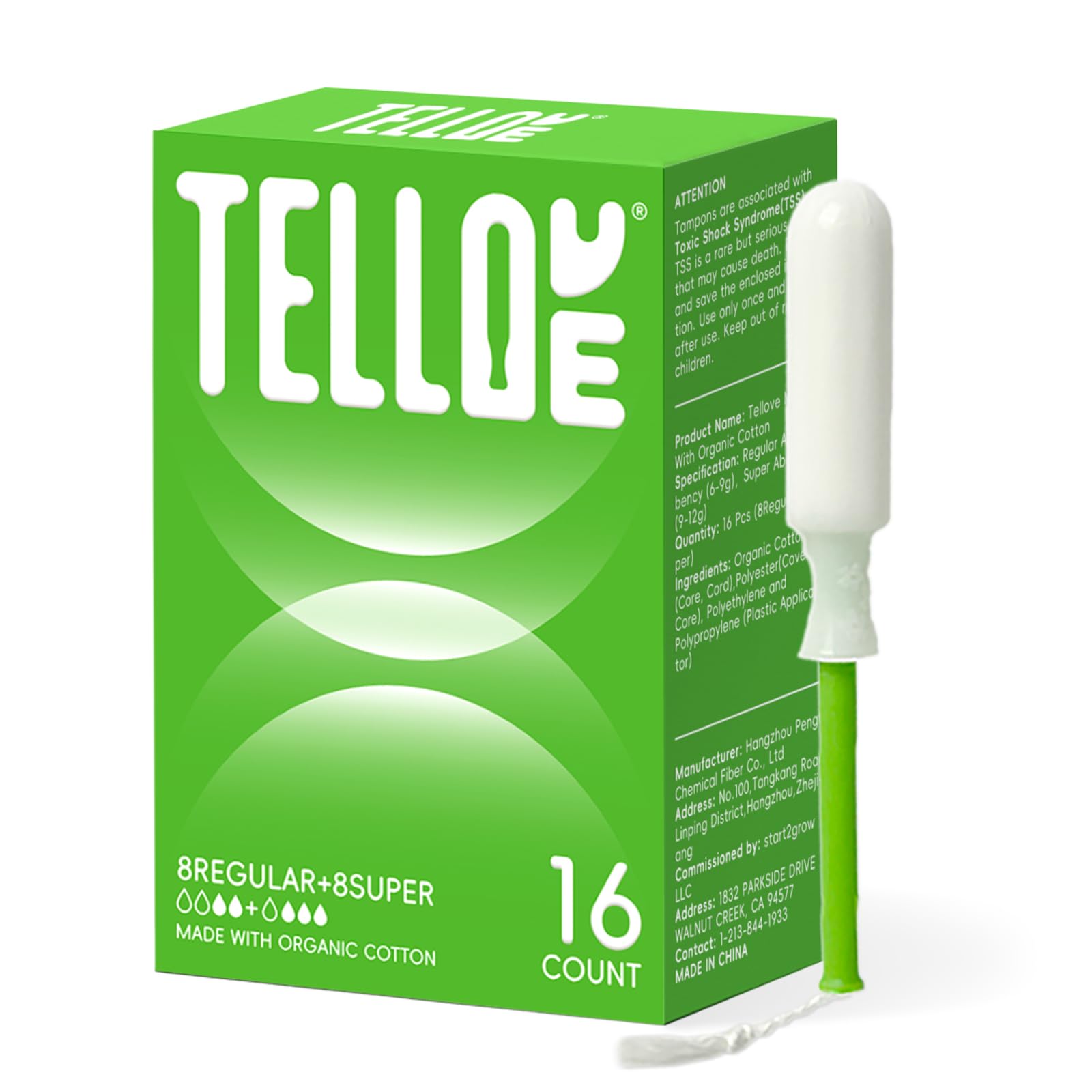 Tellove Tampon con núcleo de algodón orgánico para piel sensible