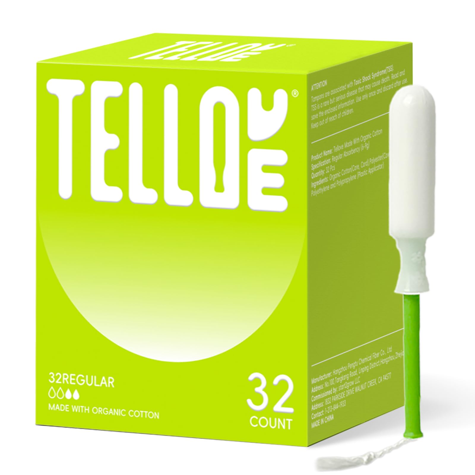 Tampones Tellove núcleo algodón orgánico: enfoque en núcleo suave para piel sensible y comodidad diaria.