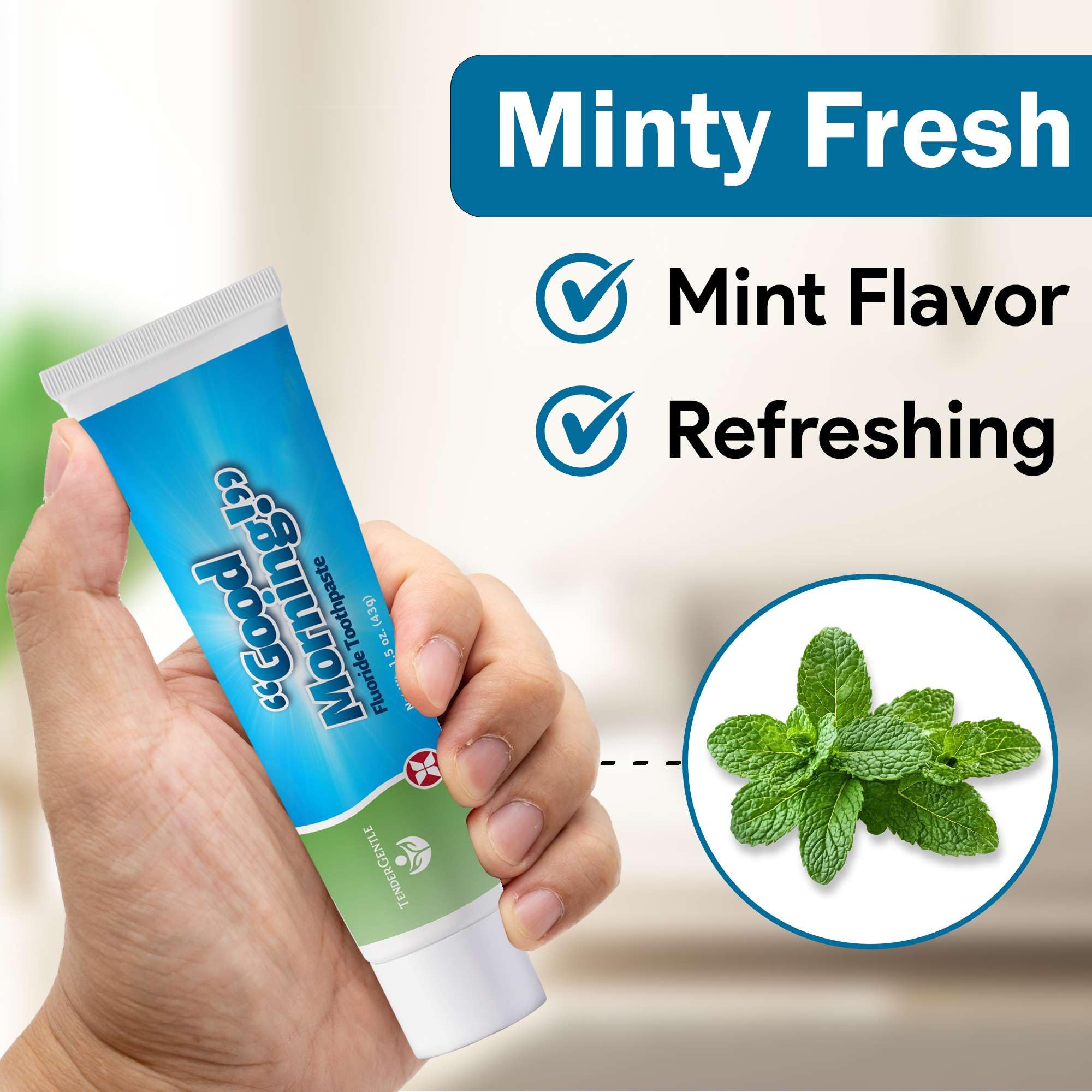 TenderGentle pasta dental para adultos y niños, enfoque en dientes sensibles.