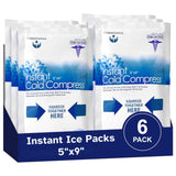 TenderGentle paquetes de hielo desechables, seis-pack, alivio rápido para lesiones menores.