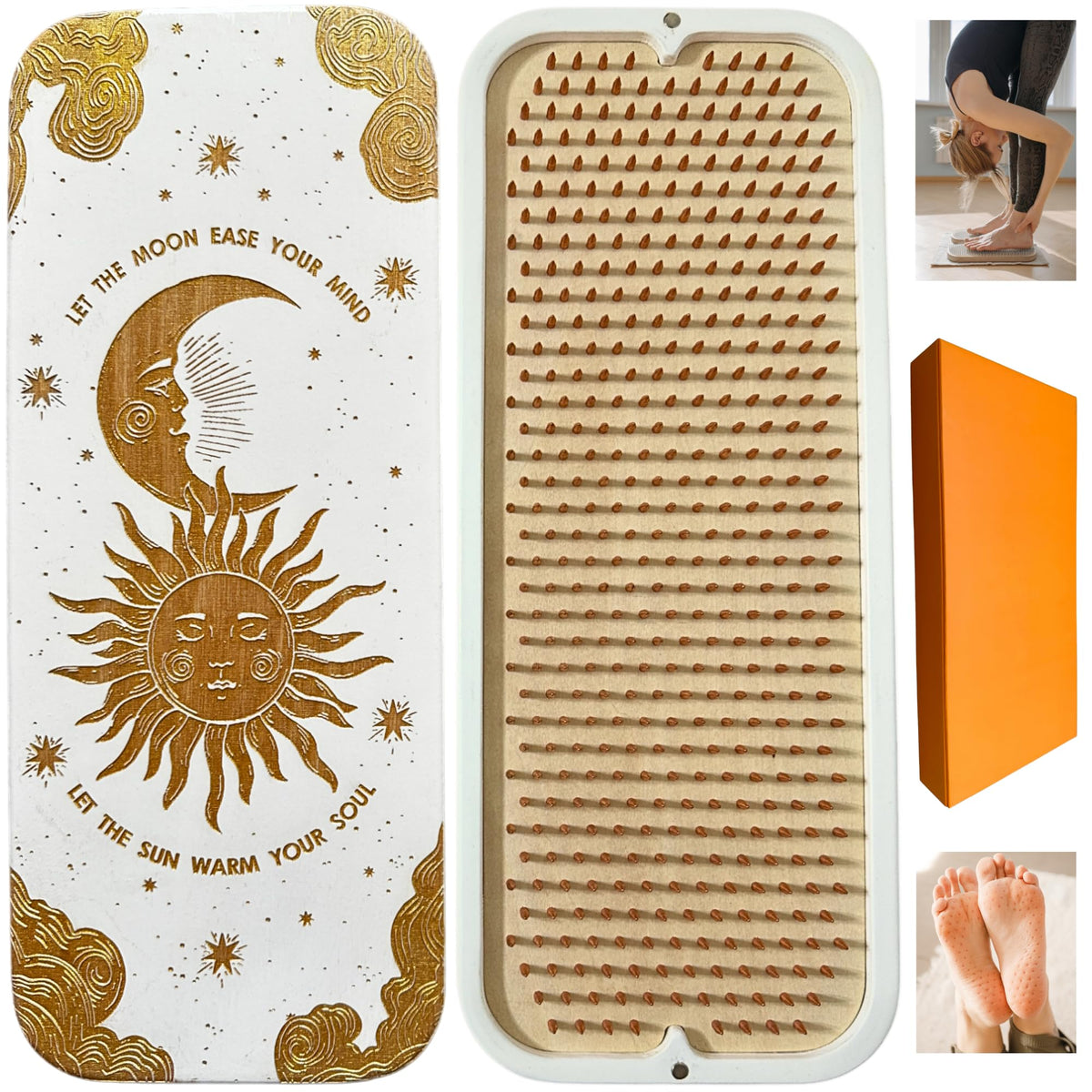 Tabla Tengry Sadhu con uñas hexagonales de cobre para acupresión en yoga