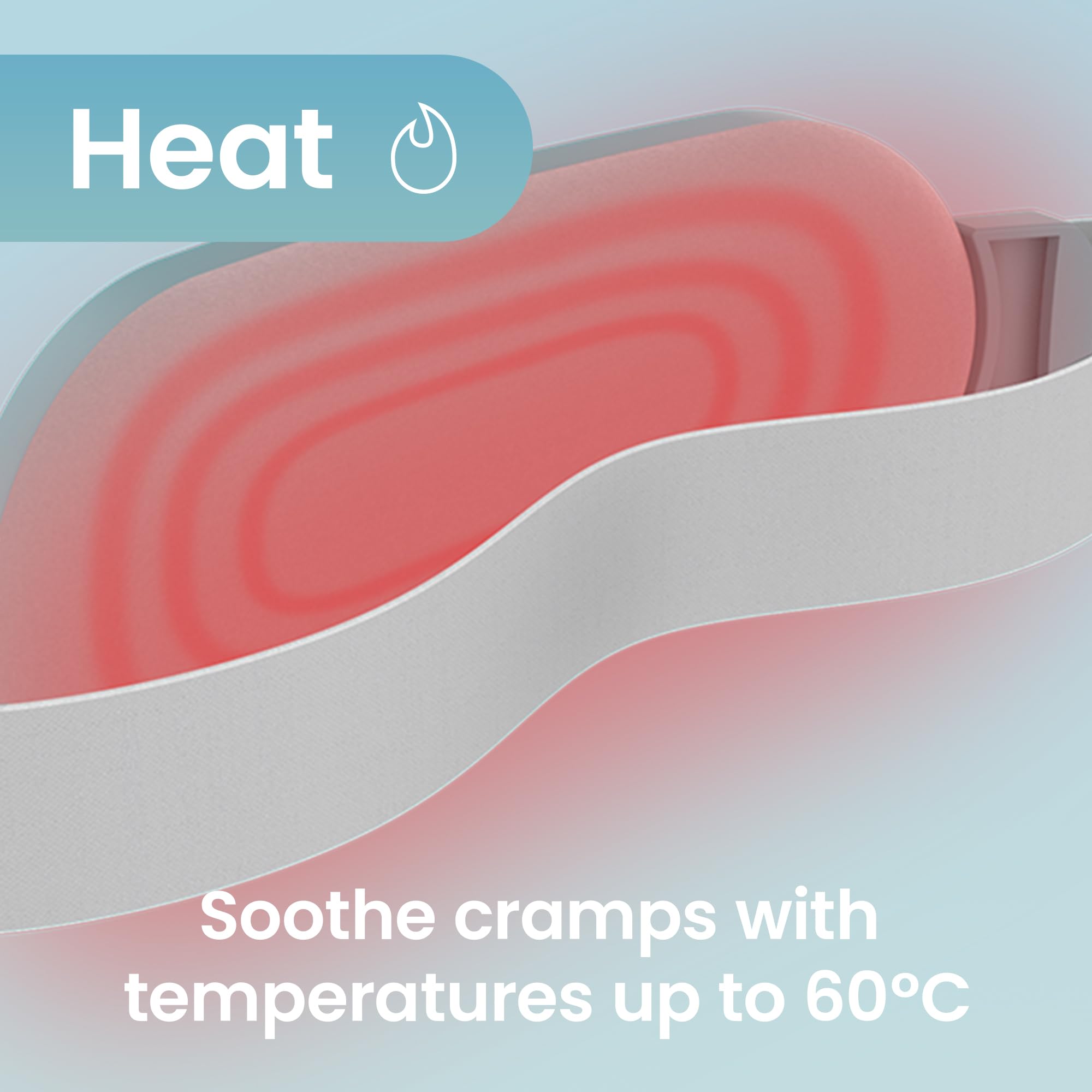 TensCare OVA Therma Belt tres modos de calor y masaje para confort.