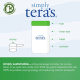 Etiqueta de tera's con ingredientes y valores clave para energía sostenida.