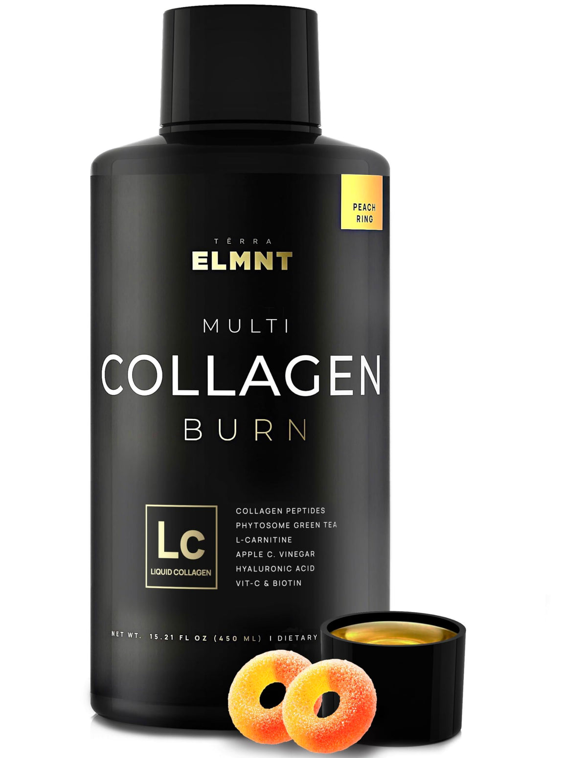 Terra Elmnt colágeno líquido durazno: posible apoyo a piel suave y cabello.