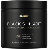 Terra ELMNT Shilajit negro en frasco para energía sostenida.