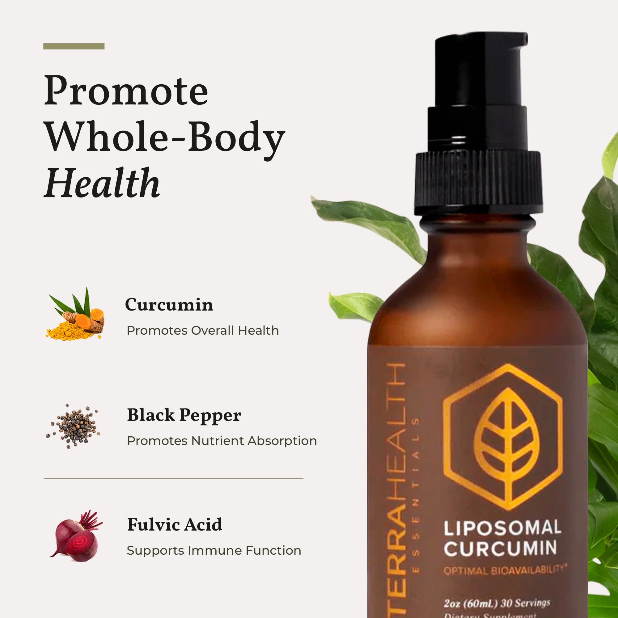 Terra Health Essentials curcumina liposomal dosis fácil.