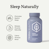 Terra Health Essentials Fast Asleep etiqueta del frasco, información clara para el usuario