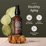 Terra Health Essentials glutatión liposomal promueve piel radiante y cabello saludable.