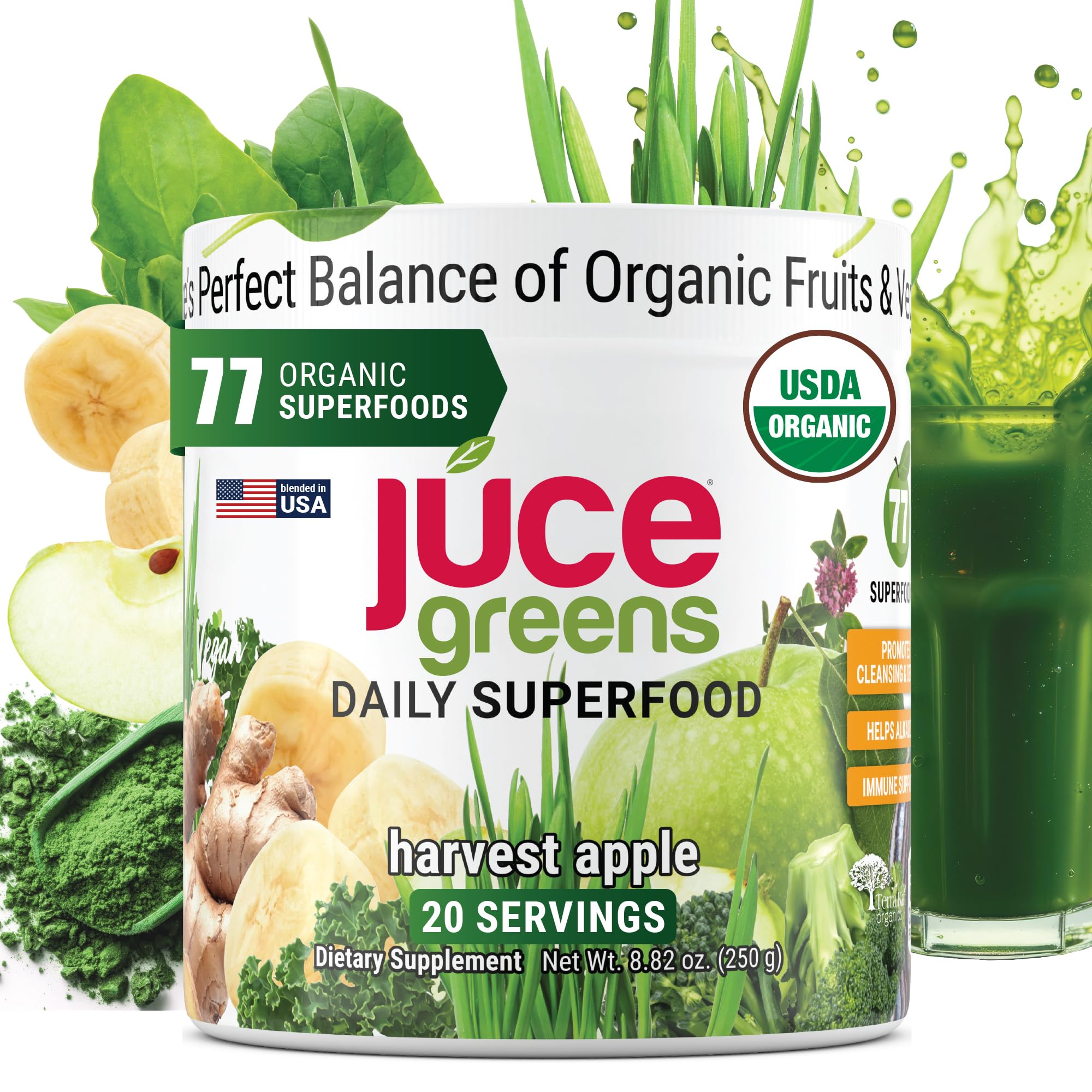 Terra Kai Organics JUCE Green Superfood en envase de 250 g, perfecto para batidos
