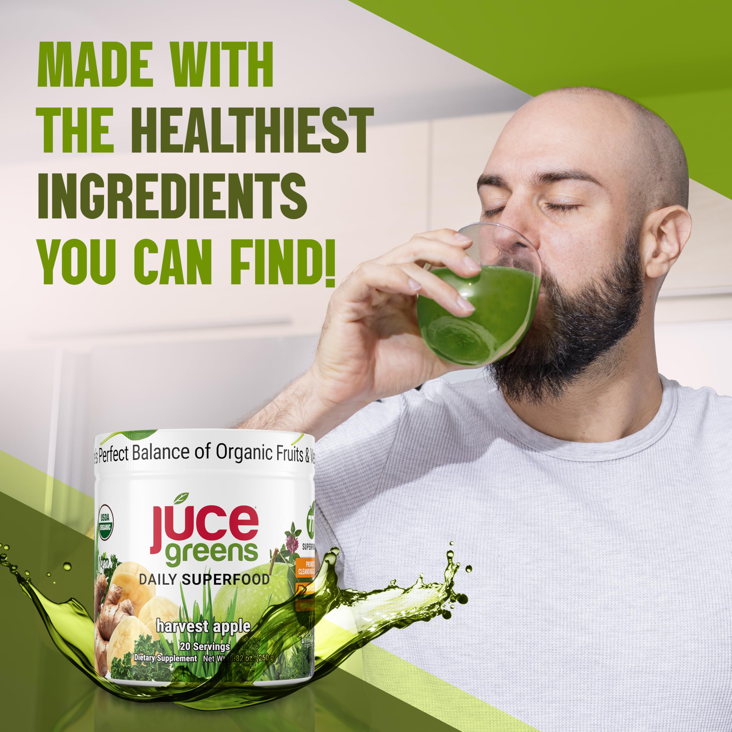 Terra Kai JUCE Green Superfood con hongos adaptógenos para apoyo inmunitario