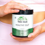 Terra Origin Healthy Gut ingredientes clave como L-glutamina y zinc.