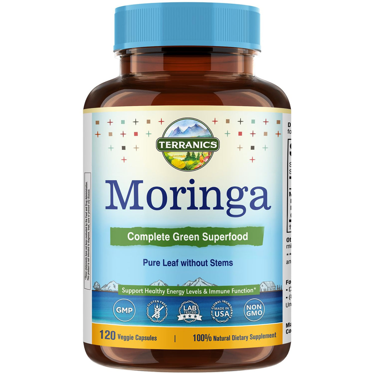 Terranics cápsulas moringa, enfoque en cápsulas para energía sostenible.