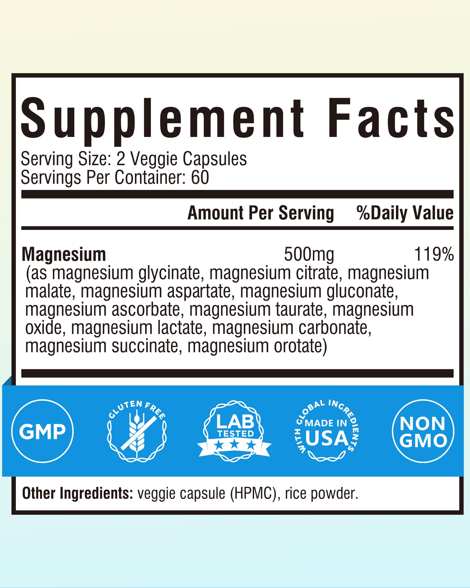 Terranics magnesio 500 mg, alta absorción para energía diaria