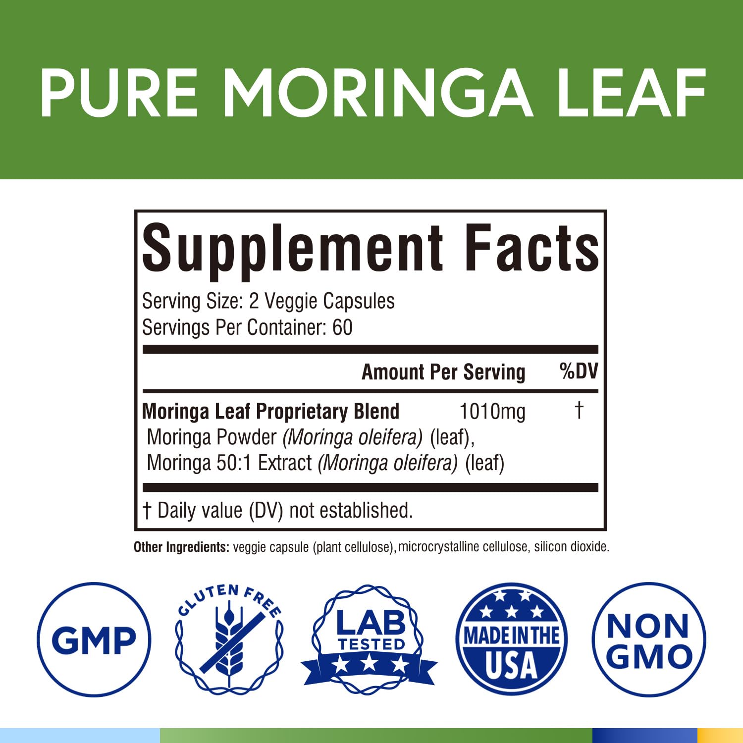 Terranics polvo hoja moringa, uso como suplemento verde para nutrición diaria.