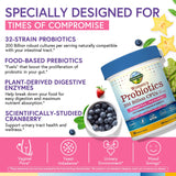 Terranics Daily Probiotics para Mujeres: etiqueta informativa sobre cepas y beneficios.