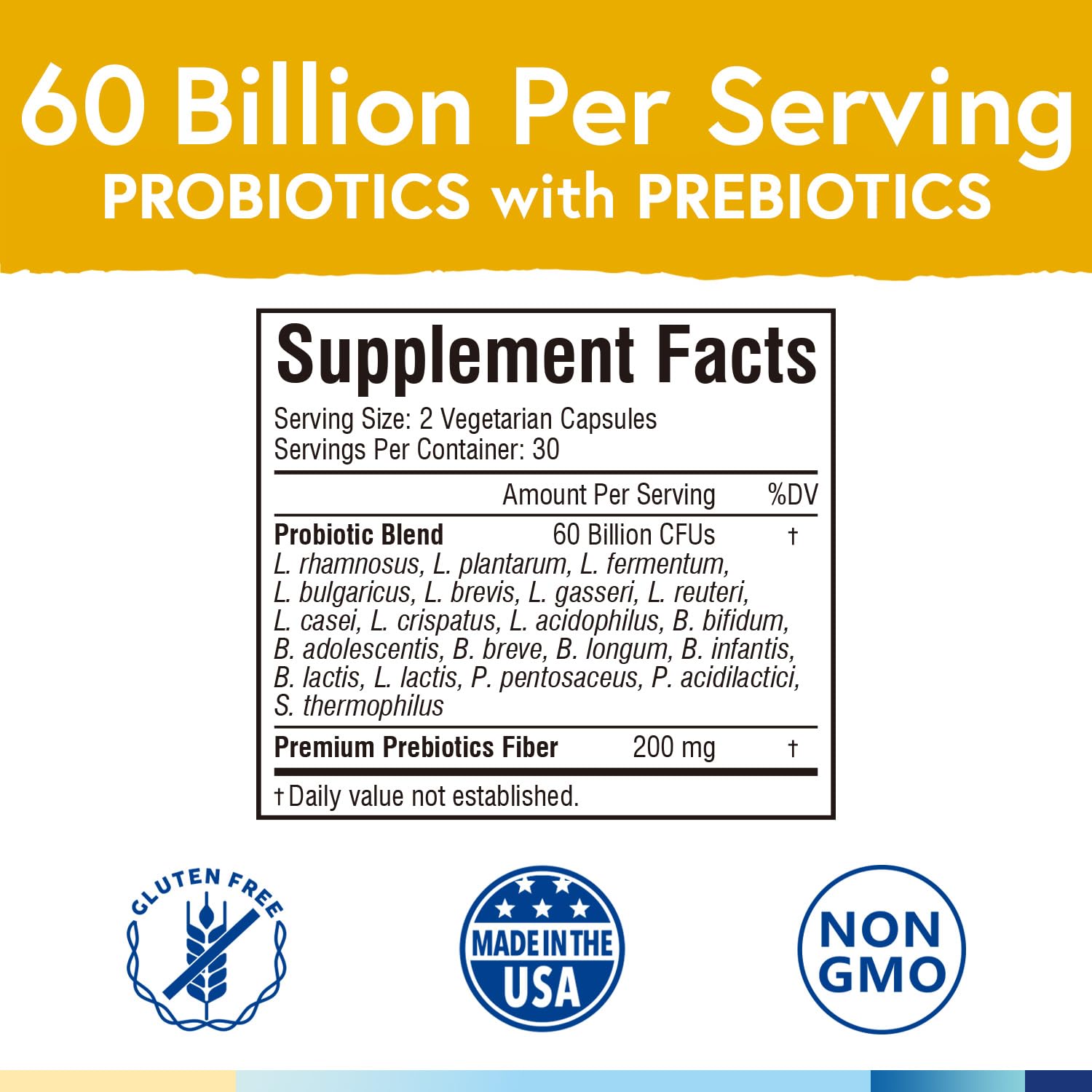 Terranics Probiotics cápsulas de 60 mil millones para soporte intestinal