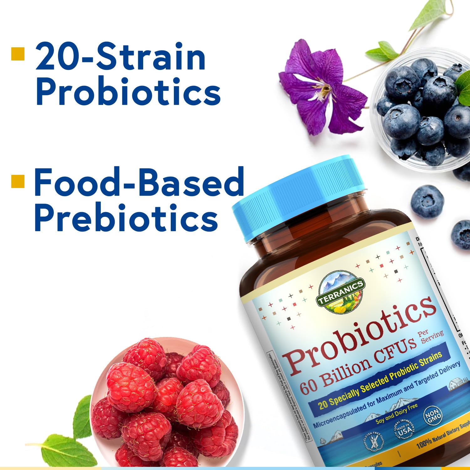 Terranics Probiotics frasco estable para viaje y casa
