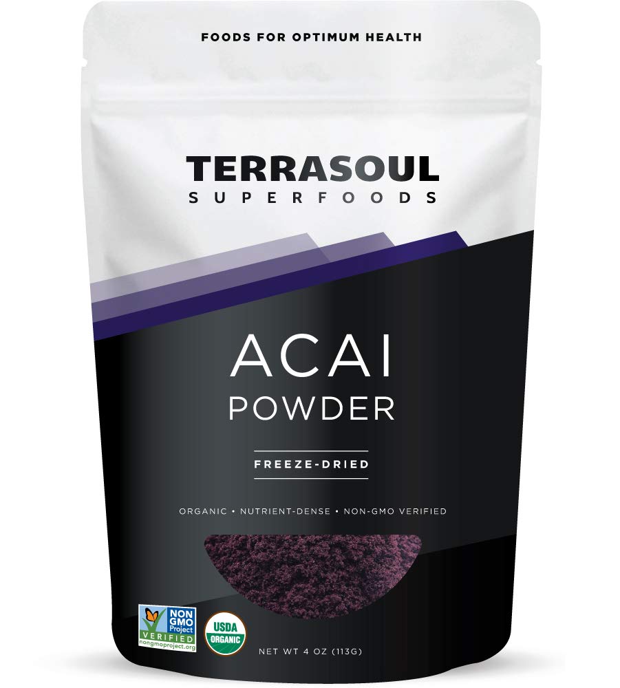 Terrasoul Acai polvo orgánico en empaque para almacenamiento práctico