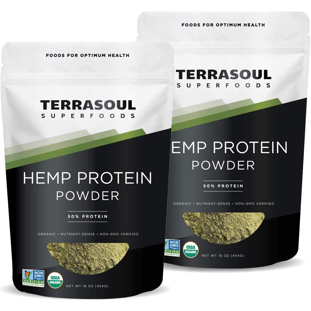 Terrasoul Proteína de cáñamo en polvo, paquete de dos libras para mezcla rápida.