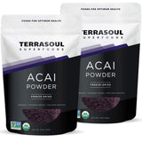 Terrasoul Superfoods Acai en polvo, empaque 2x4 oz, perfecto para batidos antioxidantes.